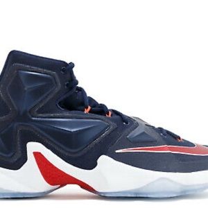 Nike Lebron XIII Mid Nvy/Unvrsty Rd-white-bright Basketball Shoes GS sz 6y